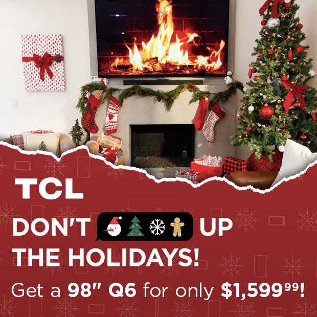 tcl products displayed in a holiday setting