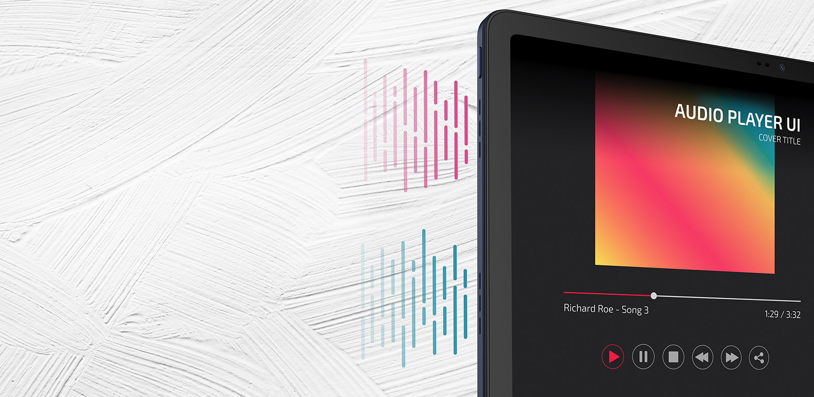 tablet displaying audio streaming music